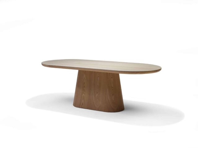 Eetkamertafel Delos 8211 Travertin Deckstone 8211 220 215 100 Cm 8211 Eiken Naturel Kolomvoet