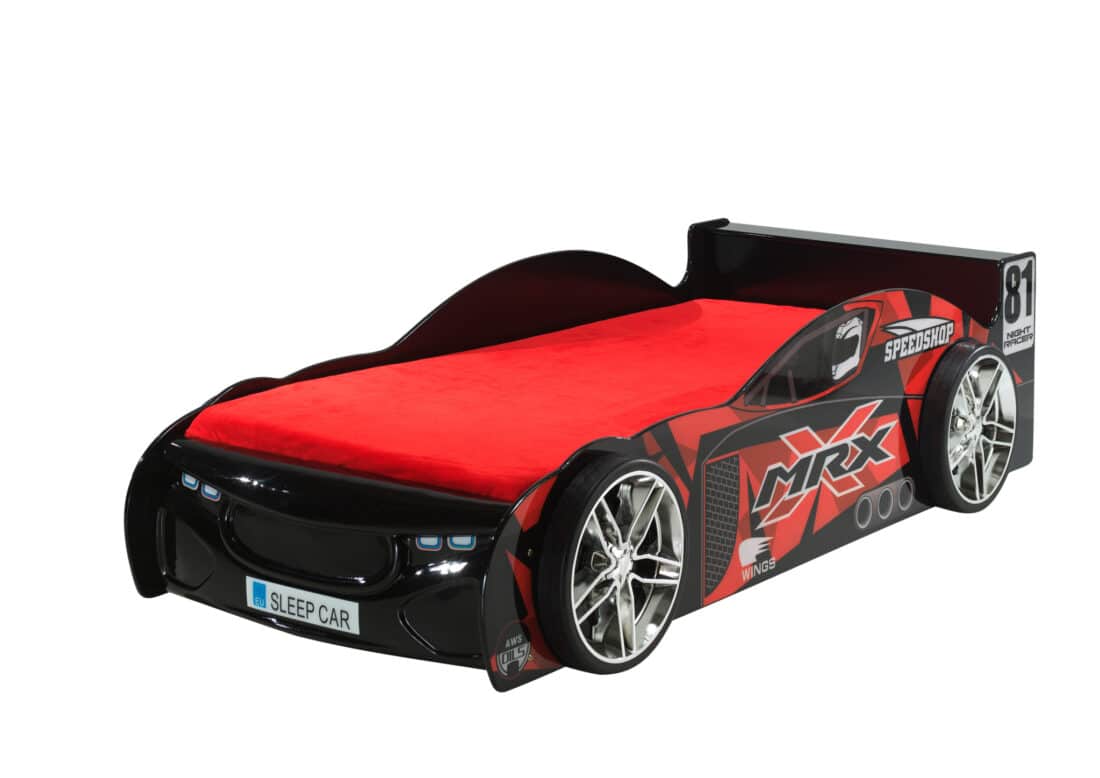 Autobed Mrx 8211 Zwart Rood Mdf 8211 90 215 200 Cm 8211 Met Lattenbodem