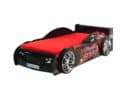 Autobed MRX - Zwart / rood MDF - 90x200 cm. - Met lattenbodem