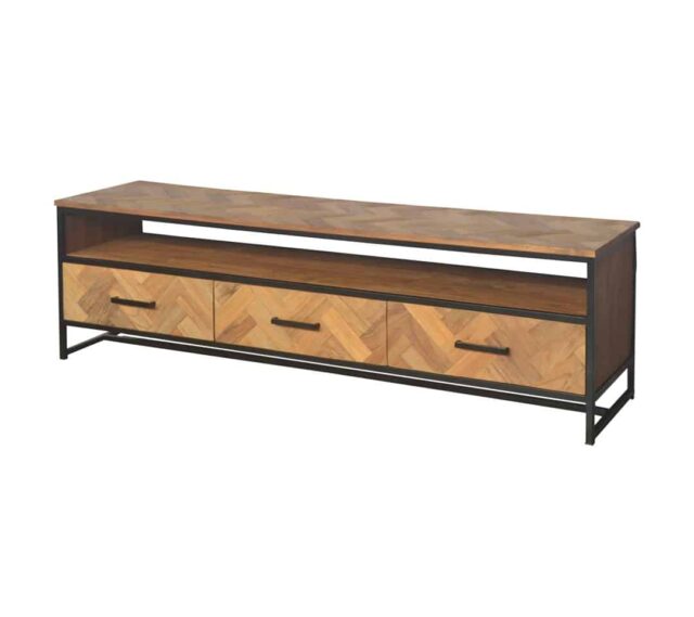 Tv Meubel Accent 8211 Teakhout 8211 Zwart Metaal 8211 180 Cm