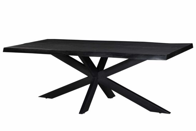 Eetkamertafel Kala Tree Top 8211 Zwart Mangohout 8211 Metaal Spider Poot 8211 220 Cm