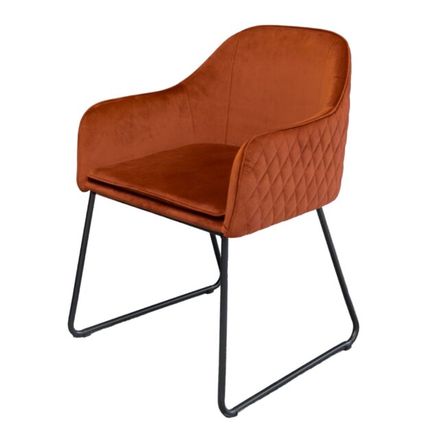 Eetkamerstoel Benthe Rust Copper Velvet Minimale Bestelling 2 Stuks