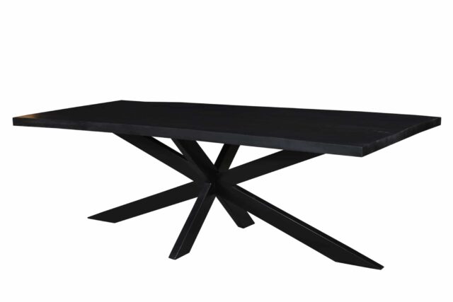 Eetkamertafel Kala 8211 Zwart Mangohout 8211 Zwart Metaal Spiderpoot 8211 220 Cm