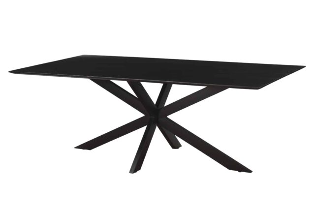 Eetkamertafel Oslo 8211 Zwart Acaciahout 8211 Zwart Metaal Spiderpoot 8211 220 Cm
