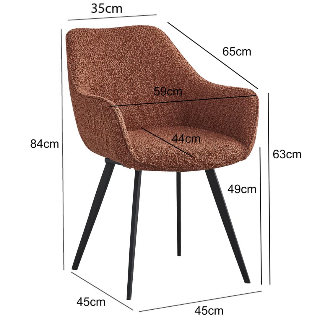 Armstoel Luca 8211 Stof Boucle Leaf Bruin 8211 Metaal Minimale Bestelling 2 Stuks