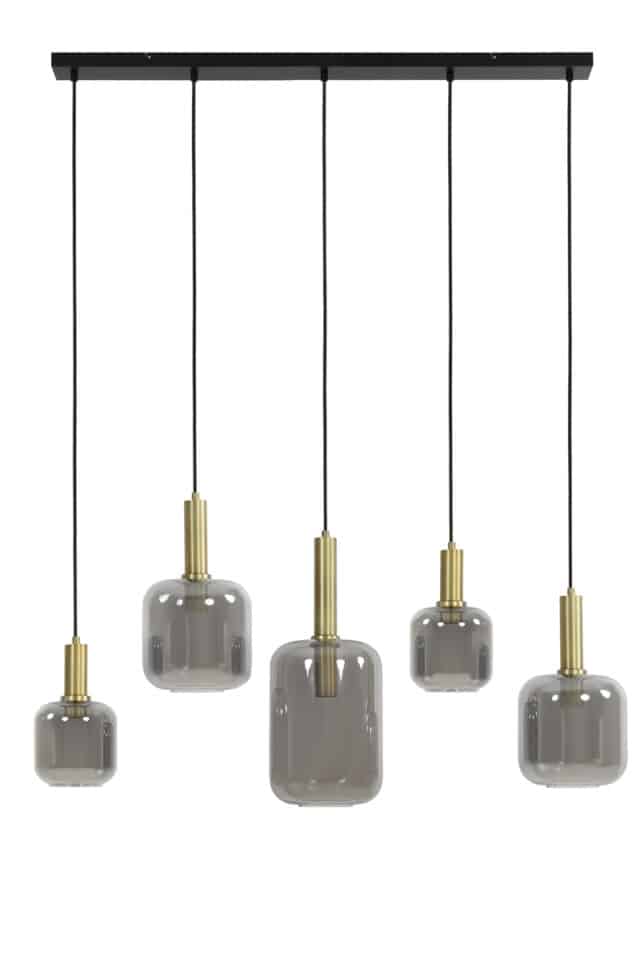 Hanglamp 5l Lekar Ant Bronze Smoked Glass
