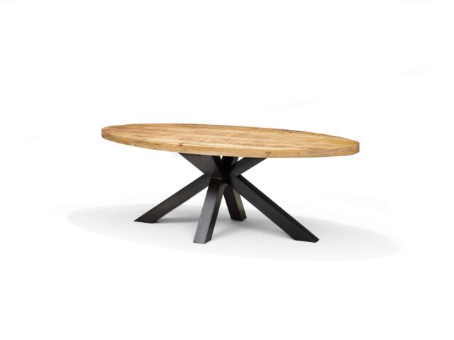 Eetkamertafel Stenvad 8211 Mangohout 8211 Metaal 8211 240 215 100 Cm 8211 Ovaal