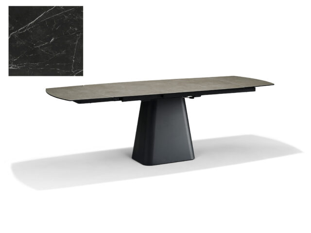 Eetkamertafel Rick Uitschuif 160x90cm 2 X 40cm Deckstone Zwart Marmer