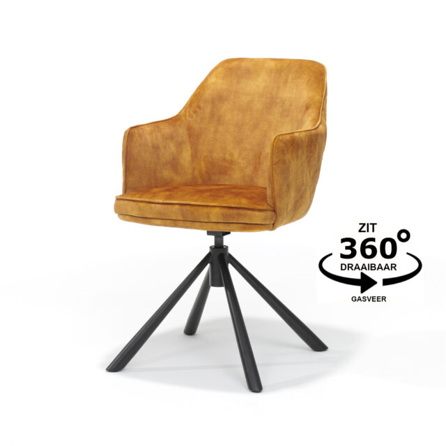 Armstoel Clio T2 8211 Aurora Velours Gold Draaivoet 360
