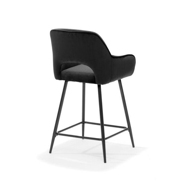 Barkruk Katy Zwart 8211 Stof Velours Zwart