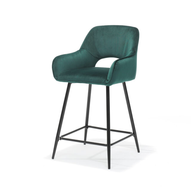 Barkruk Katy Zwart 8211 Stof Velours Groen