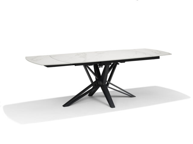 Eetkamertafel Vegas Deckstone Wit Marmer 160 240x90 Uitschuifbaar
