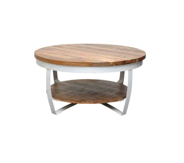 Salontafel Mark 8211 Mangohout 8211 Wit Metaal 8211 65 Cm