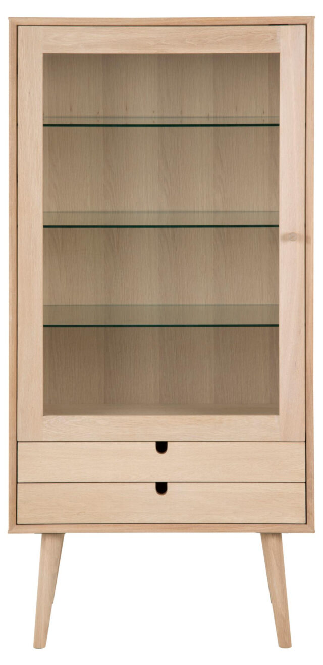 Vitrinekast Eeuw 8211 Wit Geolied Eiken Fineer 8211 Glas