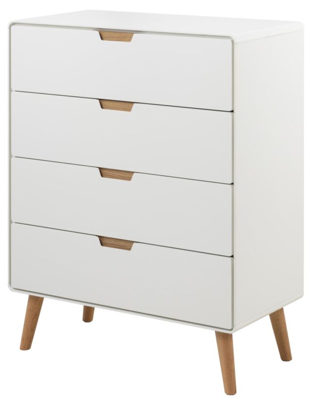 Ladekast Lowell 8211 Wit Mdf 8211 Eiken 8211 4 Laden Ladekast Lowell 8211 Wit Mdf 8211 Eiken 8211 4 Laden
