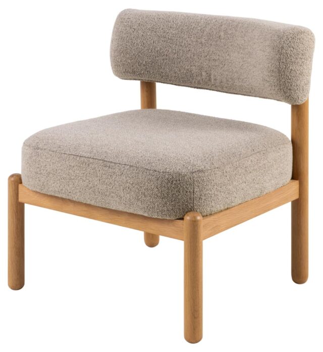 Loungestoel Burley 8211 Stof Monza Beige 8211 Eikenhout