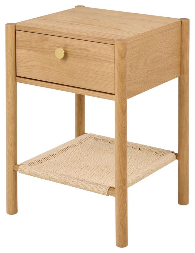 Nachtkastje Monfort 8211 Mat Eikenhout Melamine 8211 Vlechtwerk