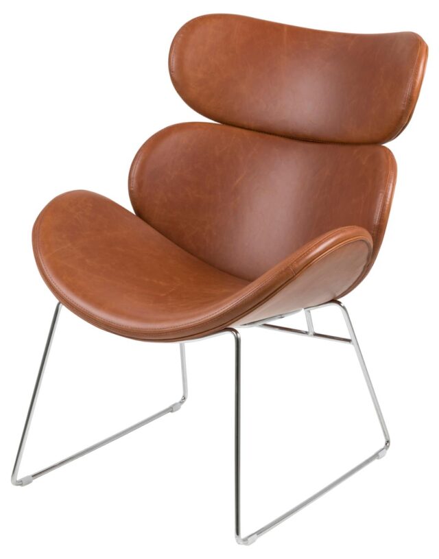 Loungestoel Cazar 8211 Pu Vintage Brandy 11 8211 Chroom Metaal