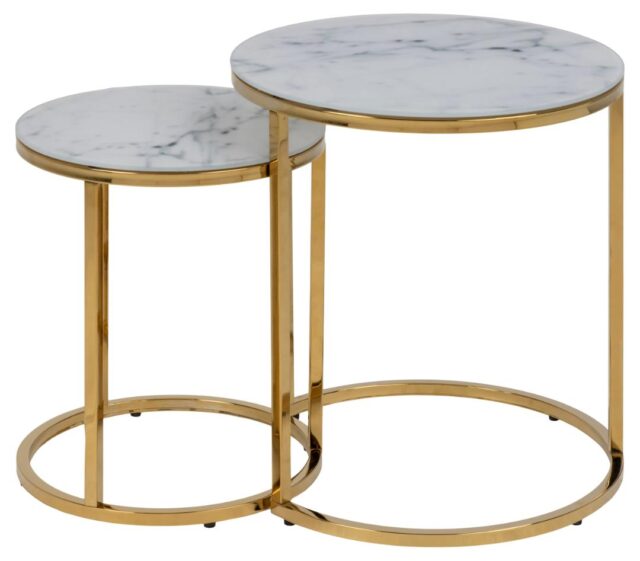 Salontafel Alisma 8211 Wit Marmer 8211 Metaal 8211 Set Van 2 Salontafel Alisma 8211 Wit Marmer 8211 Metaal 8211 Set Van 2