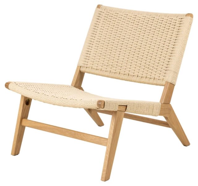 Loungestoel Carson 8211 Beige Vlechten 8211 Eiken Gelakt
