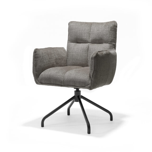Eetkamerstoel Nova 8211 Stof Cremona 93 Donker Grijs 8211 360 Draaibaar 8211 Frame Zwart P14