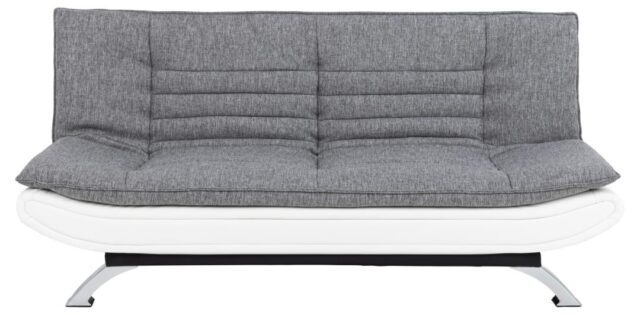 Slaapbank Geloof 8211 Stof Lichtgrijs Pu Wit 8211 Chroom Slaapbank Geloof 8211 Stof Lichtgrijs Pu Wit 8211 Chroom