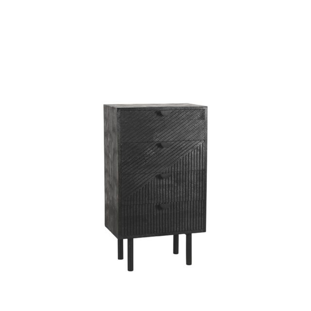 Ladekast Cotia 8211 Zwart Mangohout 8211 Metaal