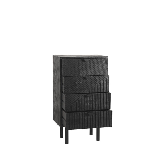 Ladekast Cotia 8211 Zwart Mangohout 8211 Metaal