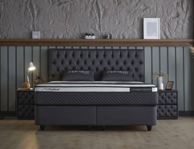 Opbergboxspring Chestybedd 8211 Stof Antraciet 8211 160 215 200 Cm