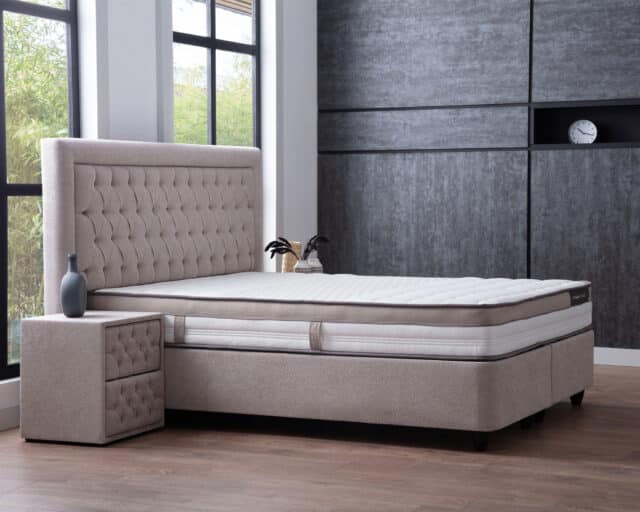 Opbergboxspring Oxybedd 8211 Stof Beige 8211 140 215 200 Cm