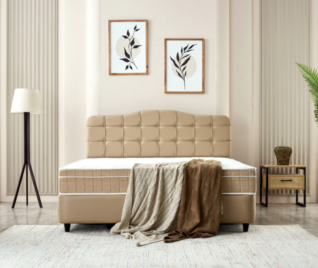Opbergboxspring Marrakech 8211 Kunstleer Beige 8211 140 215 200 Cm