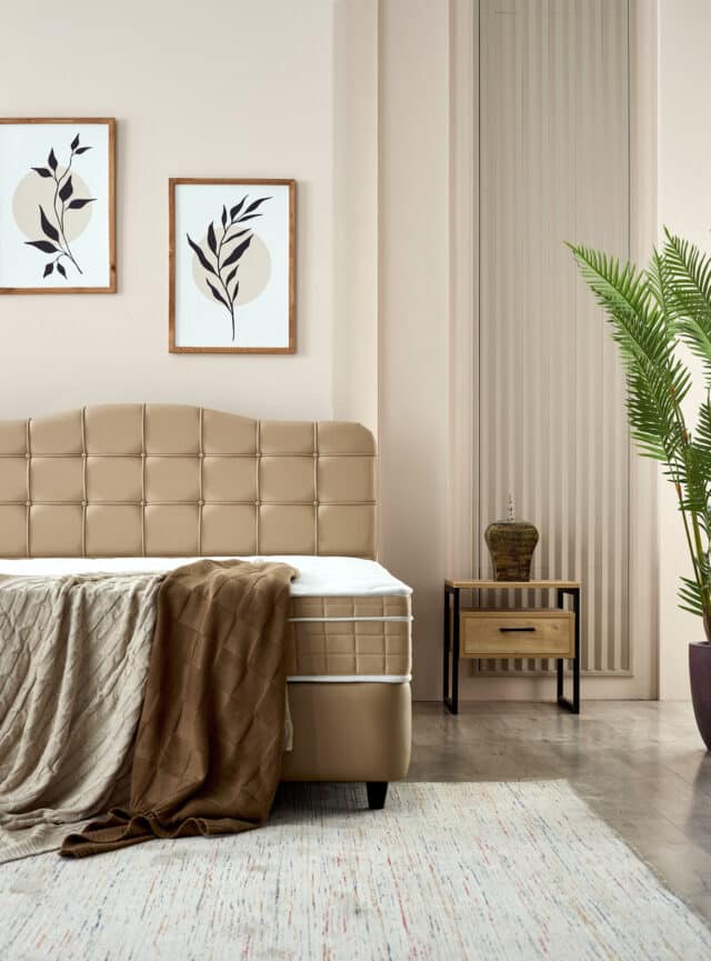 Opbergboxspring Marrakech 8211 Kunstleer Beige 8211 180 215 200 Cm