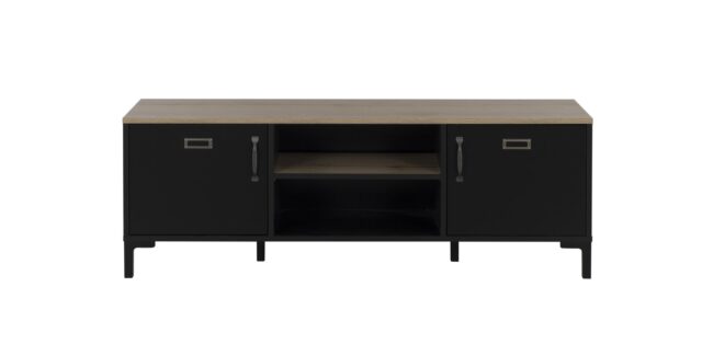 Tv Meubel Manchester 8211 Chne Helvezia Zwart 8211 2 Deuren 2 Vakken