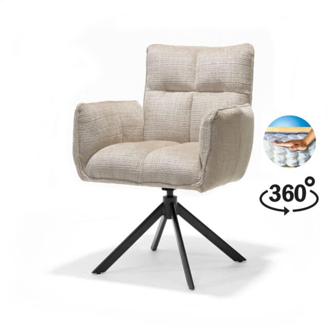 Eetkamerstoel Nova 8211 Stof Cremona 02 Ecru 8211 360 Draaibaar