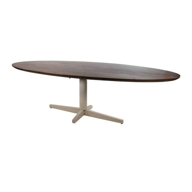 Eetkamertafel Scorpio 8211 Mango Bruin Walnoot 8211 220 Cm 8211 Ovaal 8211 Poot Beige