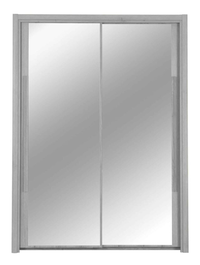 Linnenkast Cyrus 8211 Lichtgrijs Eiken 8211 150 Cm 8211 2 Schuifdeuren Met 2 Spiegels