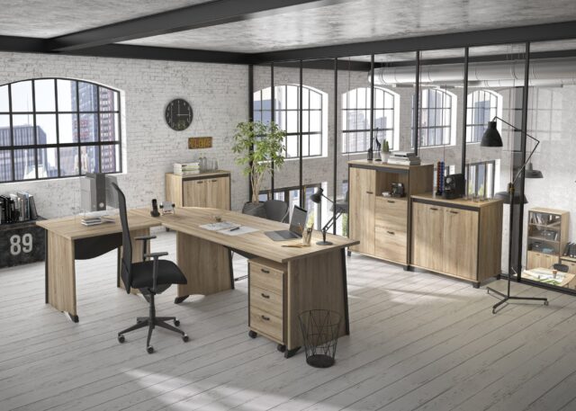 Lage Opbergkast Mambo 8211 Chene Sonoma Zwart 8211 Met 2 Deuren