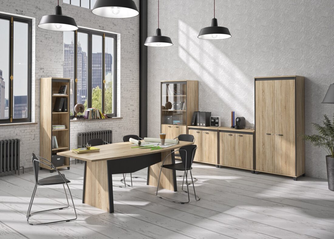 Lage Opbergkast Mambo 8211 Chene Sonoma Zwart 8211 Met 2 Deuren
