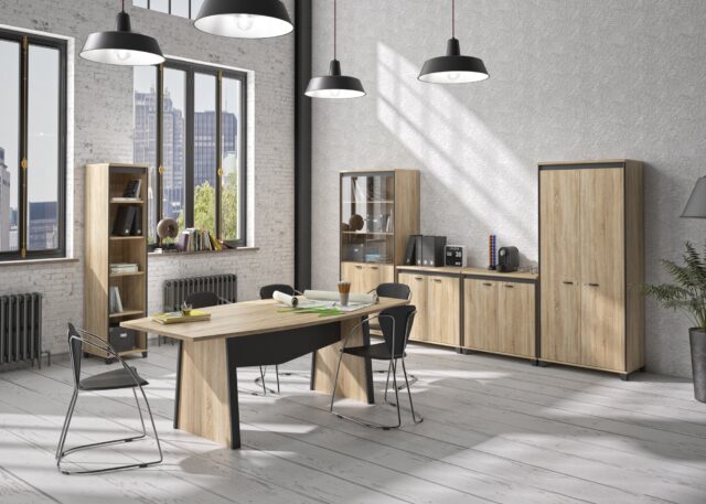 Bureau Mambo 8211 Eiken Sonoma Zwart 8211 Tonvormig