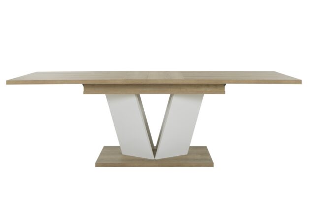 Eetkamertafel Epura 8211 Eiken Melamine Wit Hoogglans 8211 Verlengblad