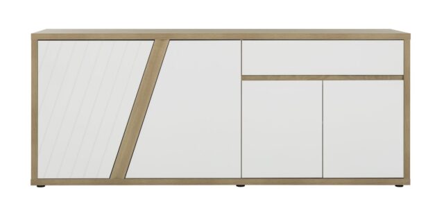 Dressoir Epura 8211 Wit Hoogglans Eiken Melamine 8211 4 Deuren En Lade