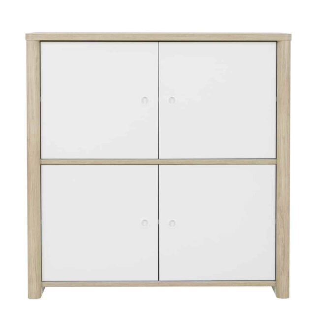 Opbergkast Matis 8211 Kastanjeafwerking 8211 Wit Mdf 8211 Met 4 Deuren