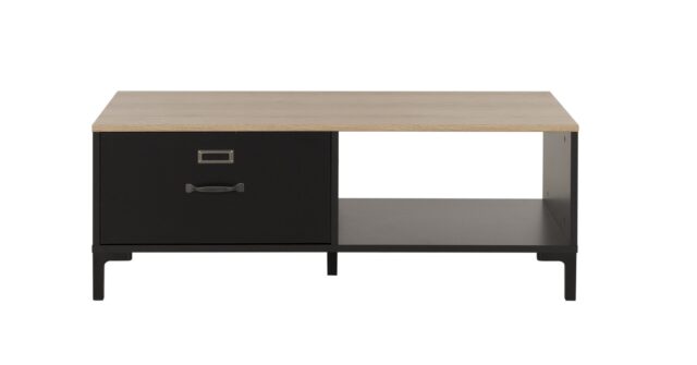 Salontafel Manchester 8211 Zwart Helvezia Eiken 8211 1 Lade En 1 Vak