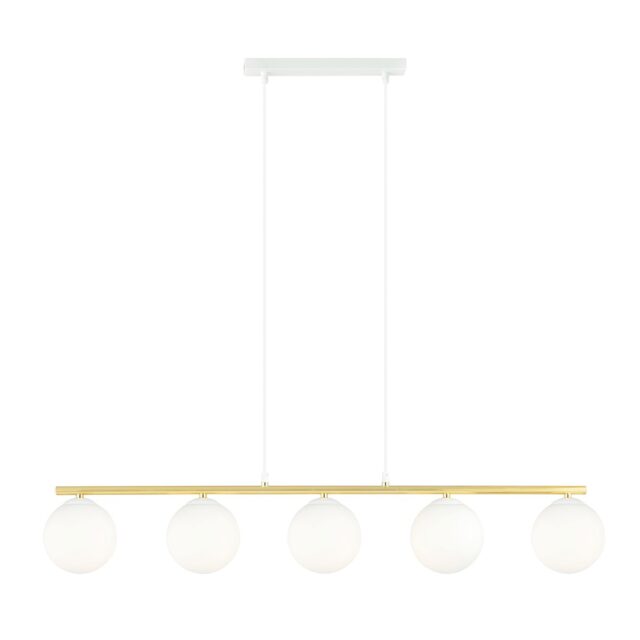Hanglamp Allora 8211 Wit Opaal Goudkleur 8211 5 Lamps
