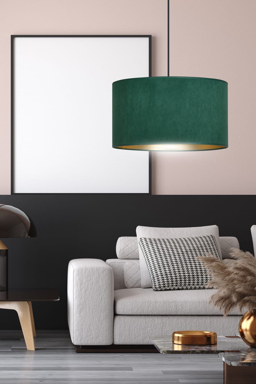 Hanglamp Hilde 8211 Groen Goudkleur 8211 Stoffen Kap