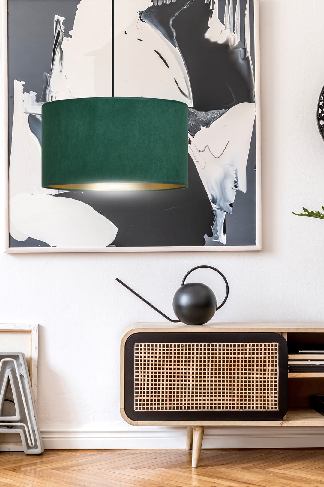 Hanglamp Hilde 8211 Groen Goudkleur 8211 Stoffen Kap