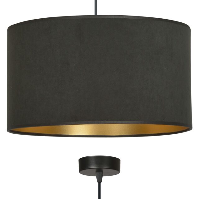 Hanglamp Hilde 8211 Zwart Goudkleur 8211 Velours Stoffen Kap