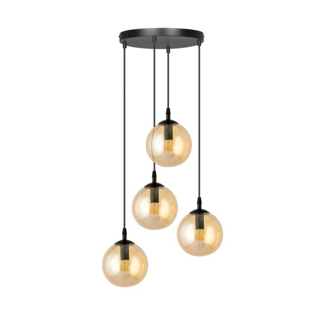 Hanglamp Cosmo 8211 Zwart Premium Honingkleur 8211 4 Lamps
