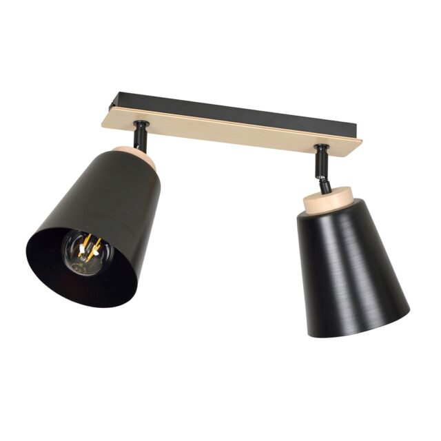 Plafondlamp Atlas 8211 Zwart Hout 8211 2 Spots