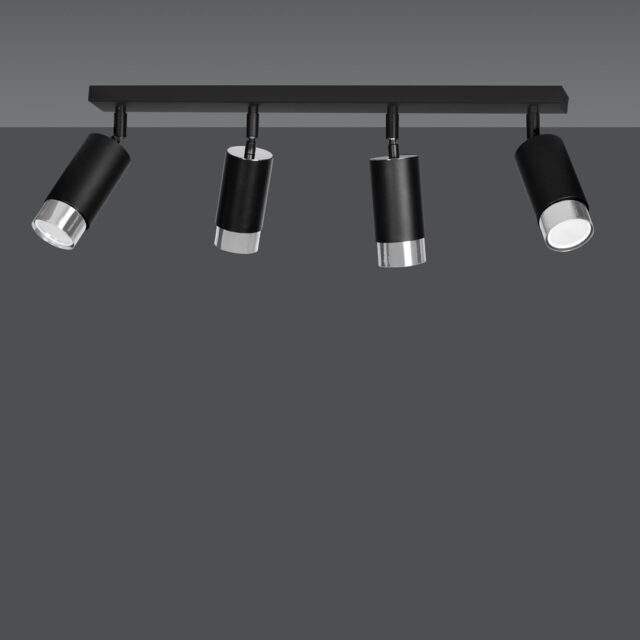 Plafondlamp Hiro 8211 Zwart Chroom 8211 4 Spots